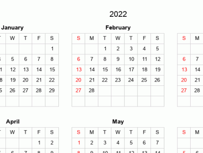 Printable full year calendars for 2022 
