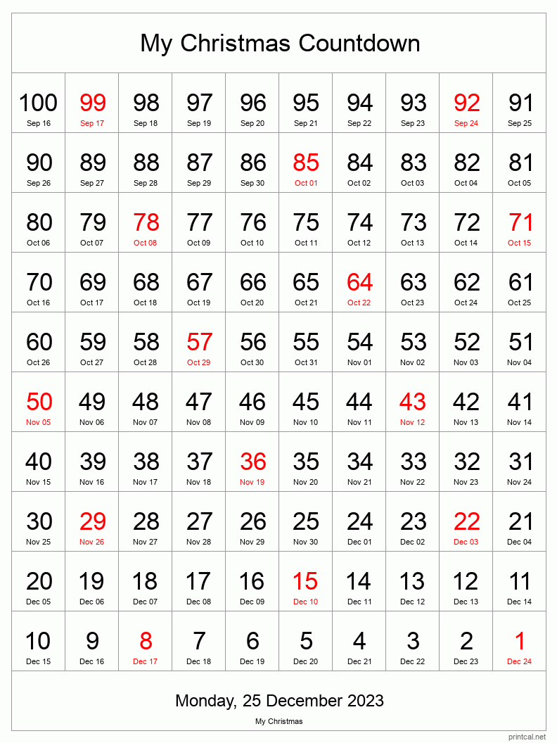 Printable Countdown