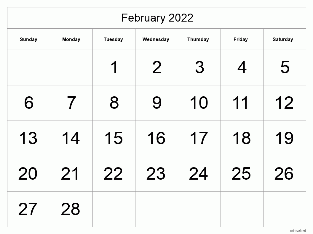 Printable February 2022 Calendar Free Printable Calendars