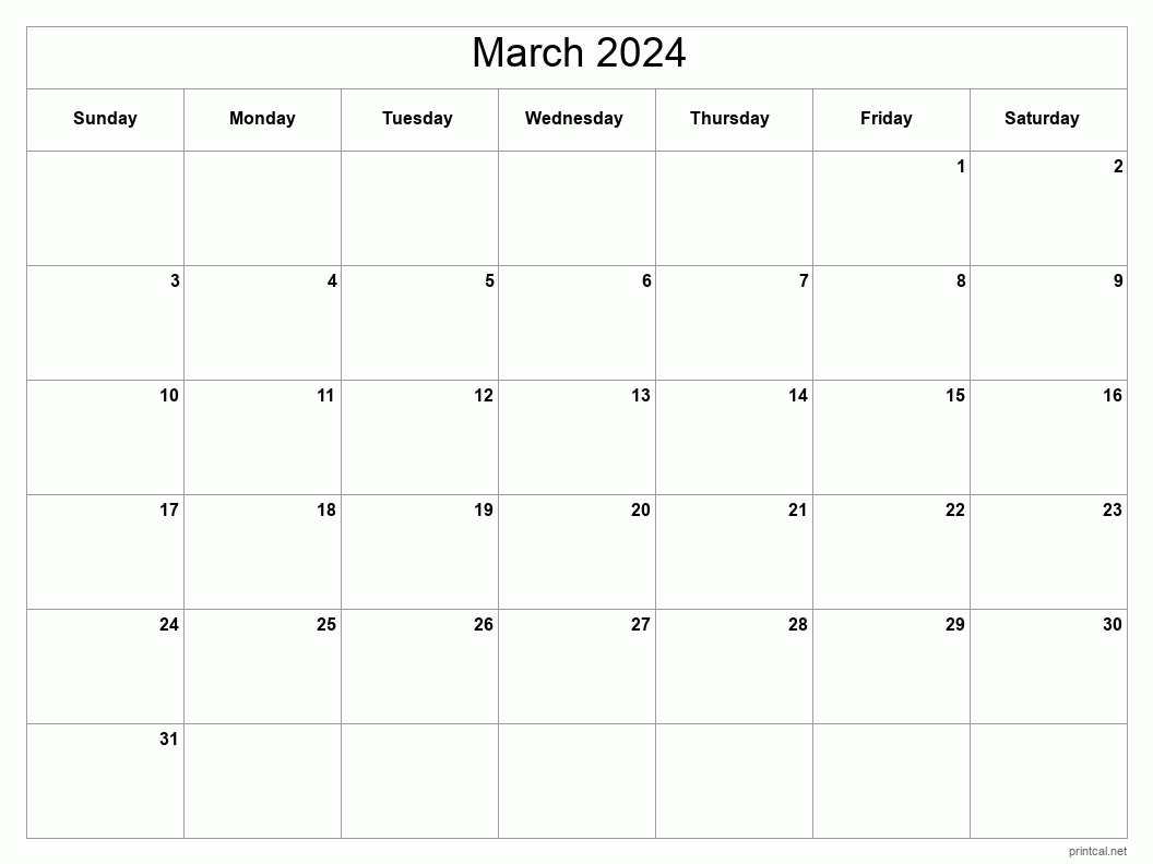 Printable March 2024 Calendar Free Printable Calendars