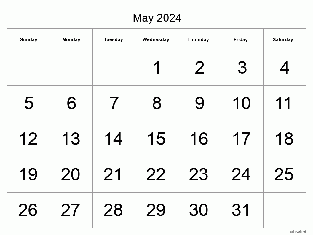 May 2024 Calendar Free Printable Calendar May 2024 Calendar Free 