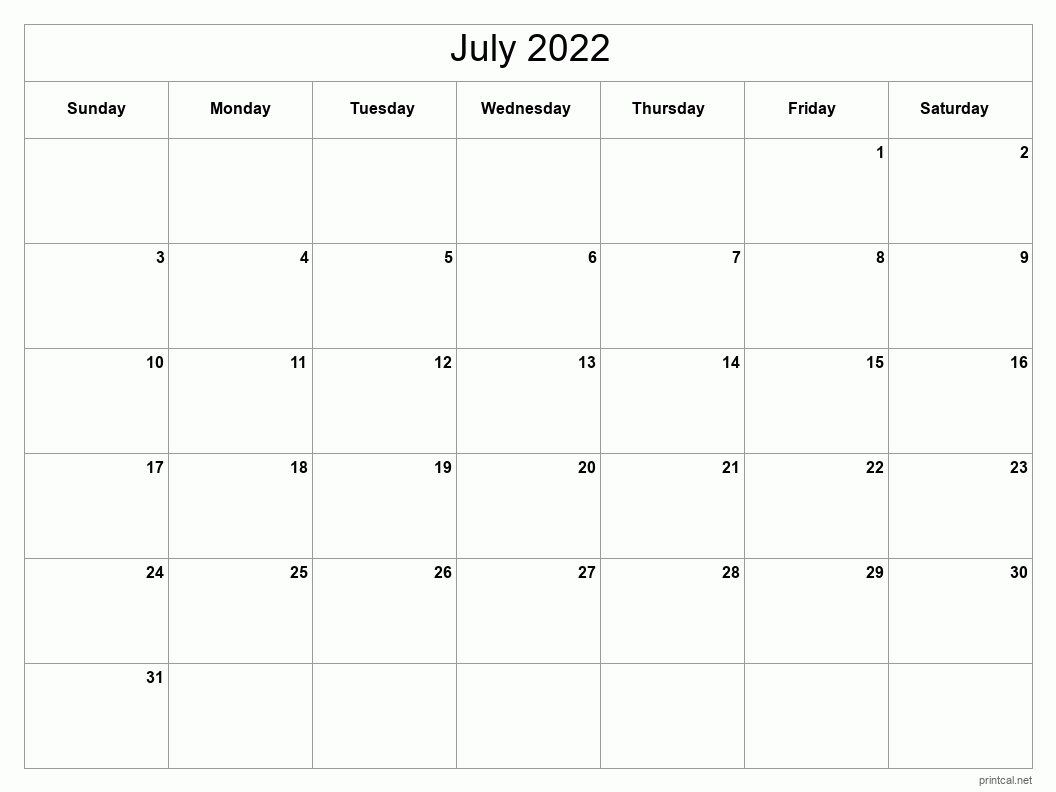 printable july 2022 calendar template 2 full page