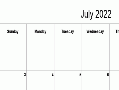 Printable July 2022 Calendar