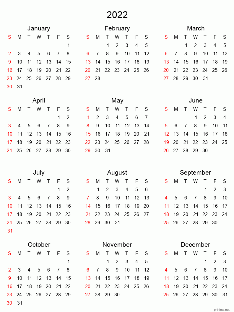 Calendar For 2022 Printable Mobil Pribadi